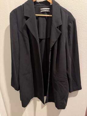 Amanda Smith Dresses Vintage Plus Size 22W Black Notched Lapel Longline Blazer J